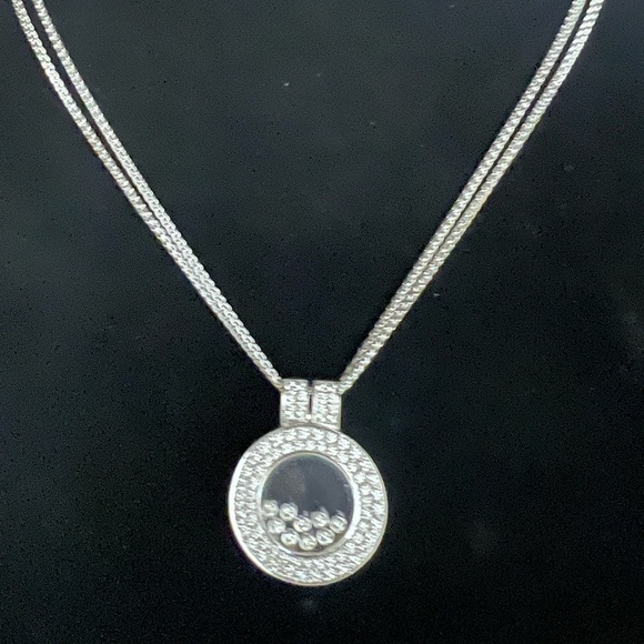 Happy Diamond Icons Double Halo Pendant & Necklace 2.40 CTTW 9 Floating 18K  WG - Picture 2 of 9